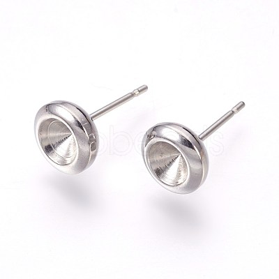 Non-Tarnish 304 Stainless Steel Post Stud Earring Settings STAS-E446-02A-P-1