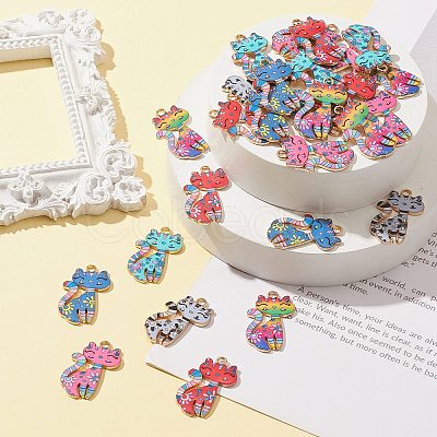 30Pcs 6 Styles Printed Alloy Pendants PALLOY-CJ0002-51-1