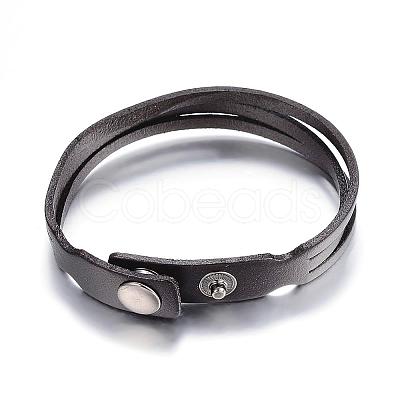 Leather Cord Snap Bracelets BJEW-P099-10B-1