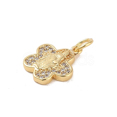 Brass Micro Pave Clear Cubic Zirconia Charms KK-E111-32E-G-1