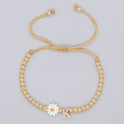 Golden Tone Daisy Braided Bead Bracelets WY1454-11-1