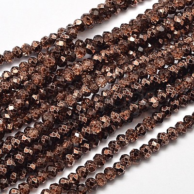 Faceted Rondelle Transparent Painted Glass Beads Strands DGLA-J001-C03-4mm-1