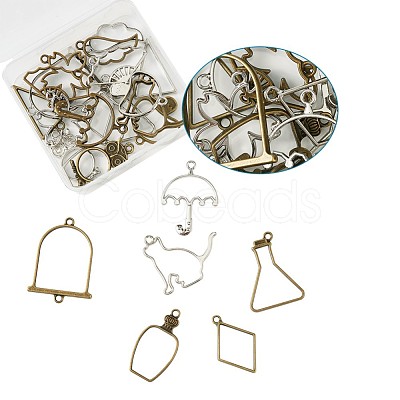 Yilisi Rack Plating Alloy Open Back Bezel Pendants PALLOY-YS0001-04-1