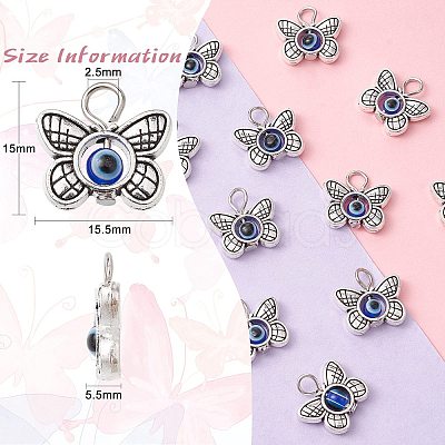 30Pcs Tibetan Style Alloy & Evil Eye Resin Pendants PALLOY-CJ0002-73-1