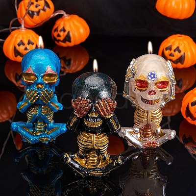 Halloween Theme DIY Candle Silicone Statue Molds DIY-SZ0007-13-1