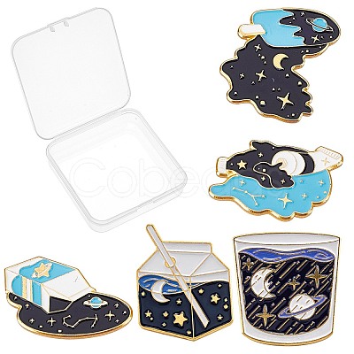 SUNNYCLUE 5Pcs 5 Styles Alloy Enamel Brooches JEWB-SC0001-06-1