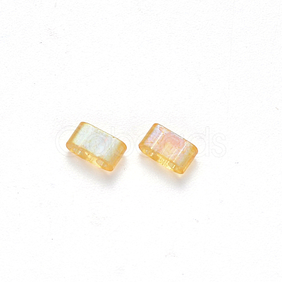 2-Hole Baking Painted Transparent Glass Seed Beads SEED-S031-M-251-1