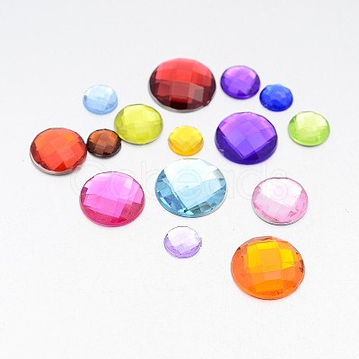 Faceted Imitation Taiwan Acrylic Rhinestone Flat Back Cabochons GACR-X0002-1