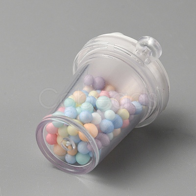 Transparent Resin Cat Ear Bottle Pendants RESI-WH0021-65D-1