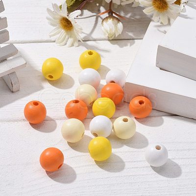 160Pcs 4 Colors Farmhouse Country and Rustic Style Painted Natural Wood Beads WOOD-LS0001-01L-1