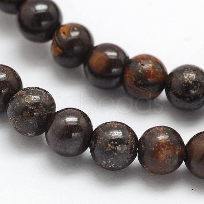 Natural Bronzite Round Beads Strands G-N0166-32-4mm-1