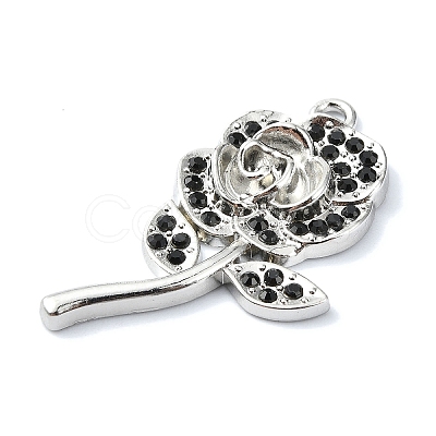 Rack Plating Alloy with Black Rhinestone Pendants FIND-Z051-01P-03-1