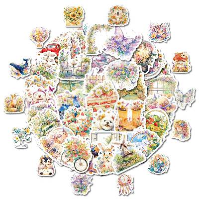 50Pcs Paper Self-Adhesive Picture Stickers AJEW-S036-06-1