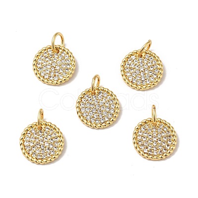 Rack Plating Brass Micro Pave Clear Cubic Zirconia Pendants KK-H431-11G-1