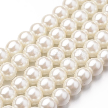Eco-Friendly Dyed Glass Pearl Round Beads Strands HY-A008-8mm-RB011-1