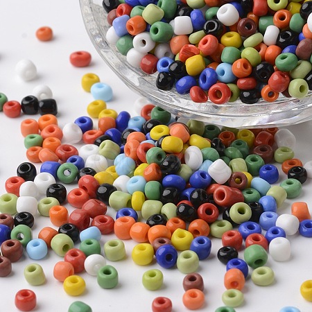 6/0 Opaque Colors Round Glass Seed Beads SEED-K003-4mm-M04-1