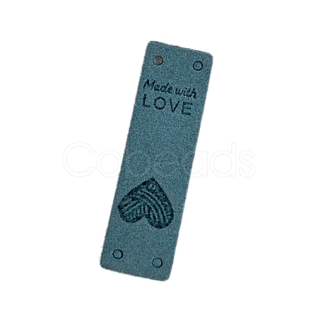 Rectangle with Heart Imitation Leather Label Tags PW-WGCF74B-05-1