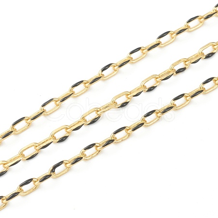 3.28 Feet Handmade Golden Brass Enamel Link Chains X-CHC-M021-66B-06-1