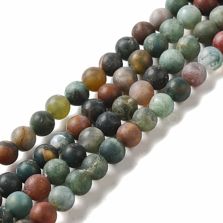 Natural Indian Agate Beads Strands G-Q462-6mm-08-1