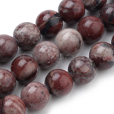 Natural Red Picture Jasper Beads Strands G-S259-17-4mm-1