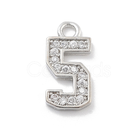 Brass Micro Pave Clear Cubic Zirconia Pendants ZIRC-I067-02F-1