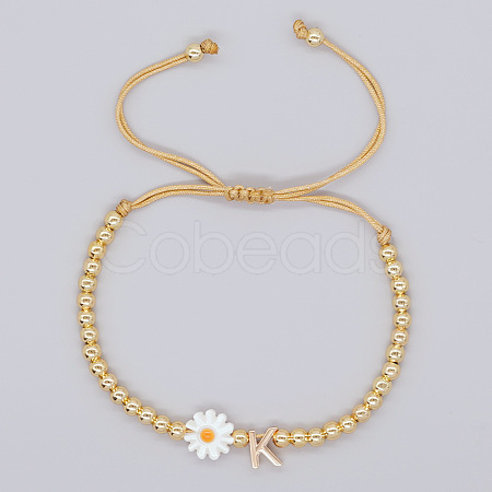 Golden Tone Daisy Braided Bead Bracelets WY1454-11-1