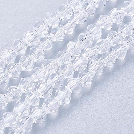 Clear Glass Bicone Beads Strands X-GLAA-S026-07-1