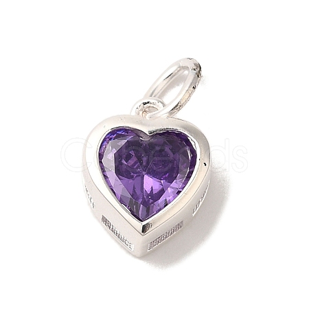 925 Sterling Silver Cubic Zirconia Heart Charms with Jump Rings FIND-U013-10S-06-1