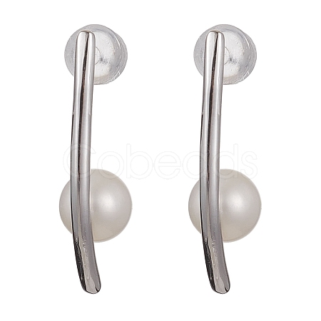 Natural Pearl Ear Studs EJEW-P286-15P-1