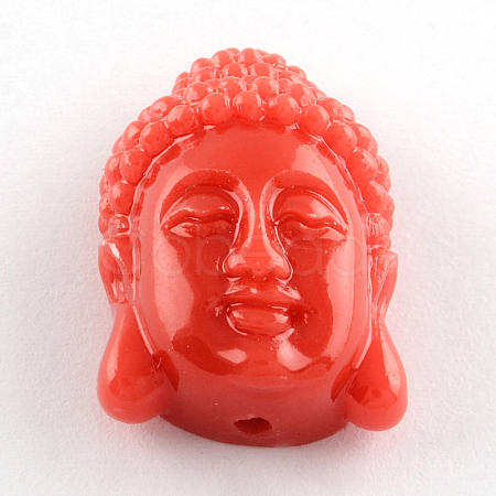 Dyed Buddha Head Synthetical Coral Beads CORA-R011-16B-1