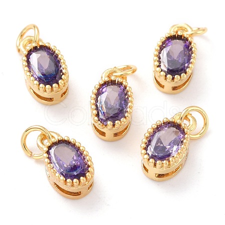 Real 18K Gold Plated Brass Inlaid Cubic Zirconia Charms ZIRC-L100-079G-06-1