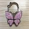 Glitter Butterfly Zinc Alloy Crystal Rhinestone Bag Hanger, Foldable Purse Hooks with Leather, Violet, 70x49x10mm