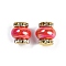 Brass Beads, with Rhinestone & Resin, Golden, Crimson, 14.5x13.5mm, Hole: 3.5mm