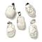 Natural Howlite Pendants, with Stainless Steel Color Plated 201 Stainless Steel Snap on Bails, Rectangle, 20.5~21x11~11.5x11~12.5mm, Hole: 8x4mm