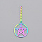 Ion Plating(IP) 201 Stainless Steel Pendants, Laser Cut, Ring with Star, Rainbow Color, 48x20.5x1mm, Hole: 0.8mm