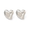 Rack Plating Brass Micro Pave Cubic Zirconia Stud Earring, Cadmium Free & Lead Free, Long-Lasting Plated, Heart, Clear, Platinum, 19x21mm