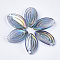 Electroplate Glass Pendants, Leaf, Steel Blue, 20.5x12x3.5mm, Hole: 1.4mm