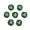 Synthetic Malachite Beads, with Golden Tone Brass Slices, Flat Round with Constellations, Sagittarius, 15x4mm, Hole: 1mm