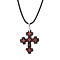 Handmade Glass Seed Beads and Glass Pearl Round Pendants Necklaces, Loom Pattern, Cross, Black, 18.03 inch(45.8cm)