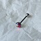 Gradient Color Flat Round Scale Stainless Steel Enamel Straight Barbell 15 Gauge Piercing Tongue Rings for Women Men, Stainless Steel Color, Fuchsia, 12x7mm, Pin: 1.6mm