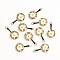 Alloy Enamel Pendants, Pan with Poached Egg, Golden, for DIY Jewelry Making, Black, 27x15x5mm, Hole: 2mm