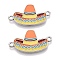 Rack Plating Alloy Enamel Colorful Sombrero Connector Charms, Cinco de Mayo Hat Links, Platinum, 14.5x26x1.5mm, Hole: 1.6mm