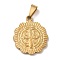 PVD Vacuum Plating 201 Stainless Steel Pendants, Flower with Cssml Ndsmd Cross God Father Religious Christianity, Golden, 25.5x22x2mm, Hole: 7x4mm