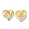 Rack Plating Alloy Glass Pendants, Golden, Heart Charms, Lavender, 19x18x4mm, Hole: 1.8mm