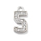 Brass Micro Pave Clear Cubic Zirconia Pendants, Number Charms, Number 5, 12.5x6x1mm, Hole: 1.5mm