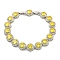 Flat Round Glass Link Chain Bracelets, Rack Plating Platinum Plated Brass Jewelry for Women, Gold, 7-7/8 inch(20.1cm)