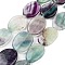 Natural Fluorite Beads Strands, Flat Oval, 25~30x19~23x6~7.5mm, Hole: 1.2mm, about 13~14pcs/strand, 14.57''~15.75''(37~40cm)