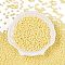 Baking Paint Glass Seed Beads, 2-Hole, Oval, Champagne Yellow, 5~6x2.5~3.5x3mm, hole: 0.7~0.9mm, about 7500pcs/pound