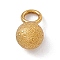 304 Stainless Steel Pendants, Textured, Round Charm, Golden, 7x4mm, Hole: 1.6mm