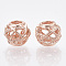 Alloy European Beads, Large Hole Beads, Rondelle, Hollow, Rose Gold, 11~12x10mm, Hole: 4.5mm